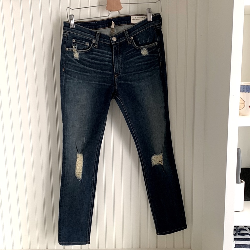 Rag & Bone Distressed Dark Wash Skinny Jean